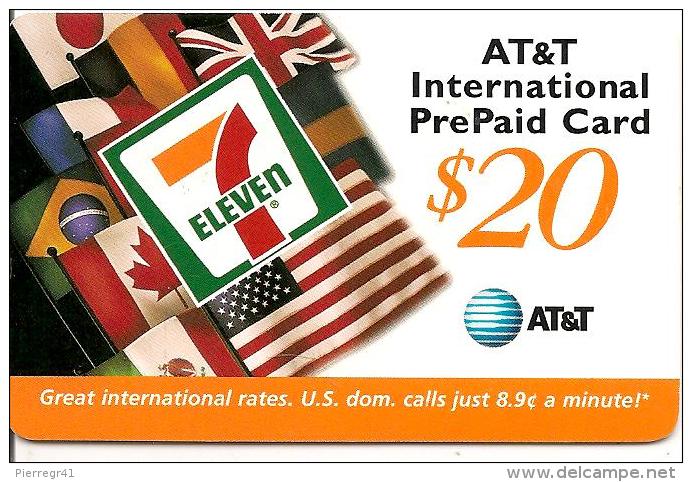 CARTE-PREPAYEE-USA-AT&T20$-7  ELEVEN-1999-GRATTE- TBE- - AT&T