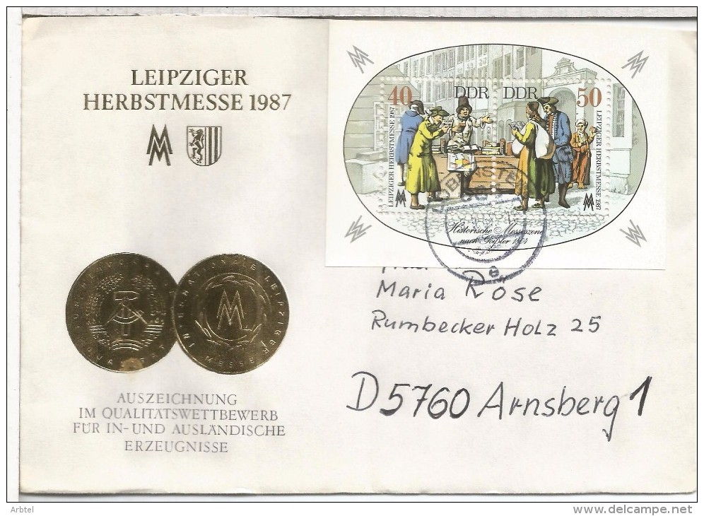 ALEMANIA DDR CC LOBENSTEIN SELLO FERIA LEIPZIG MERCADERES COMERCIO - Otros & Sin Clasificación