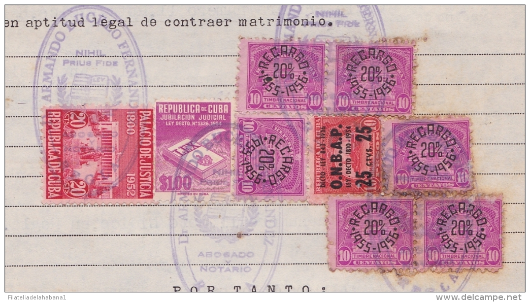 REP-75 CUBA ANTILLES CARIBBEAN HAVANA (LG563) 1955. NATIONAL REVENUE TIMBRE. MARRIAGE - Timbres-taxe