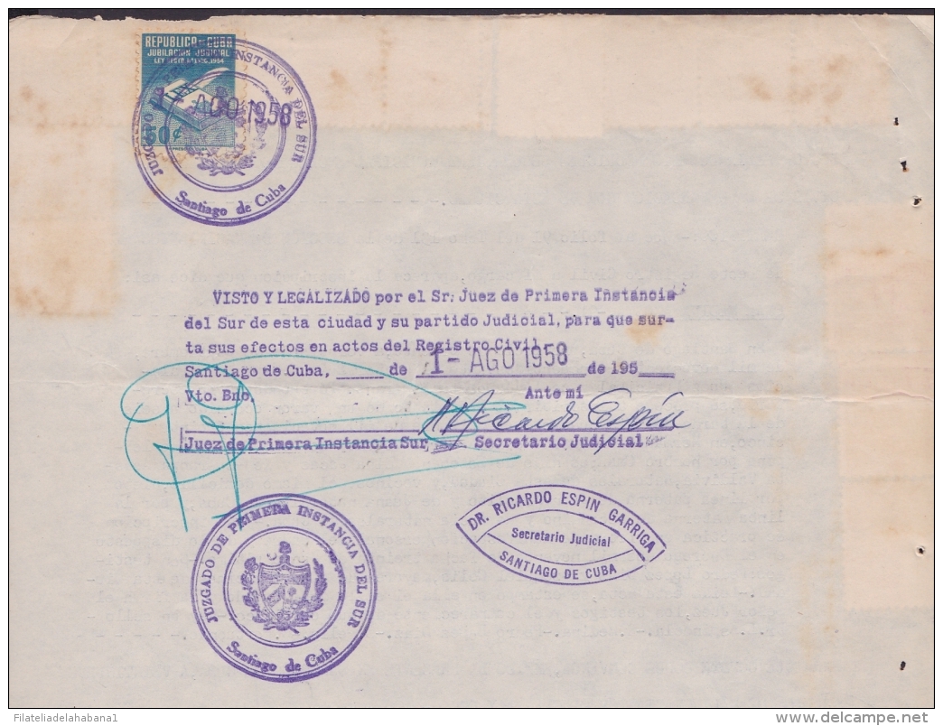 REP-78 ANTILLES CARIBBEAN HAVANA (LG566) 1957 NATIONAL REVENUE TIMBRE. MARRIAGE - Portomarken