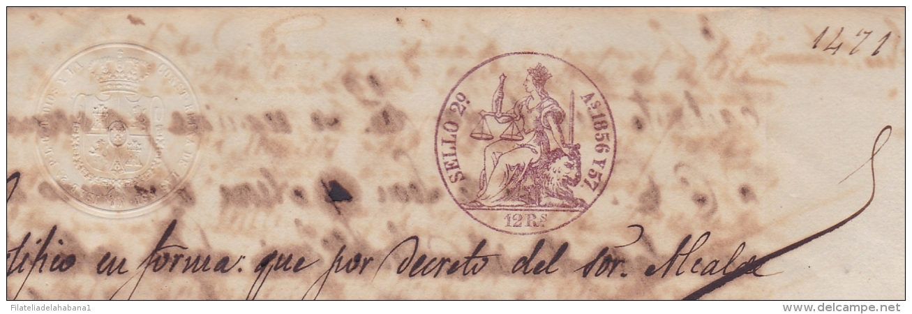 1856-PS-30 SPAIN ESPAÑA REVENUE SEALLED PAPER 1856 PAPEL SELLADO. SELLO 2do. - Timbres-taxe