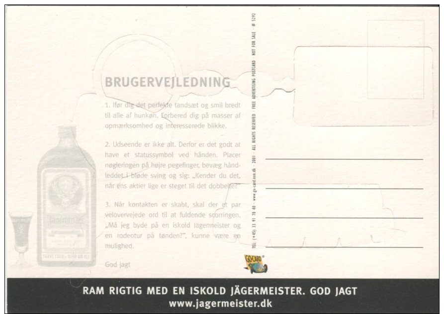 Go-Card Advertising Postcard, Jagermeisters Scorekit #1, Ferrari And White Teeth - Publicidad