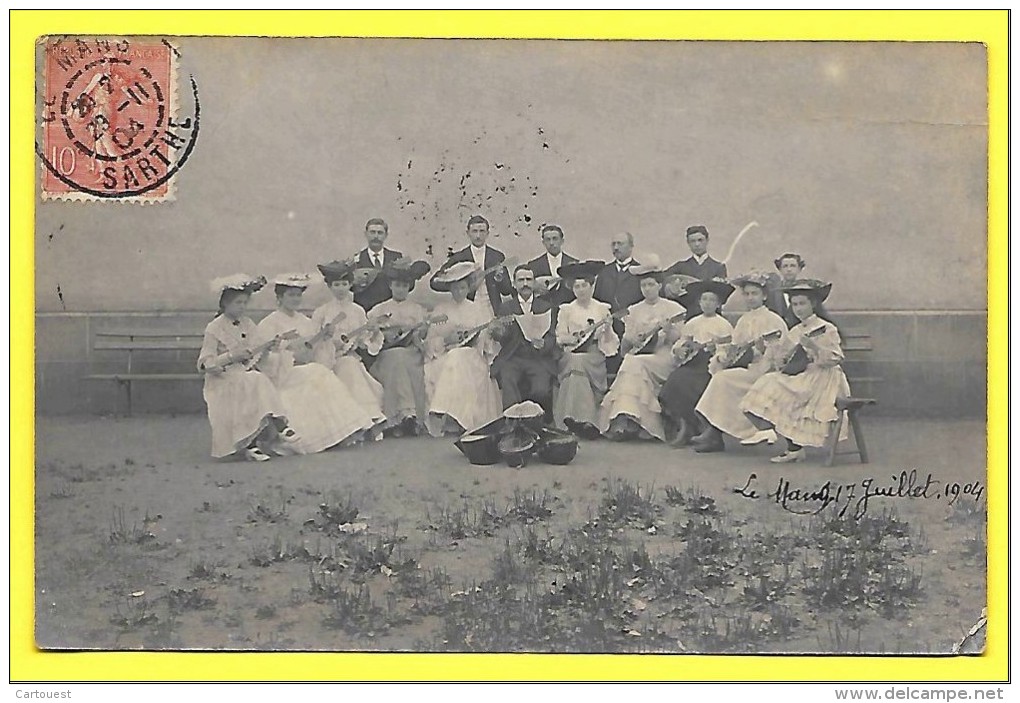 LE MANS (72) ORCHESTRE Musique " Choeur MANDOLINISTE " 1904 ( Photographie ) Mandoline - Femmes - Chapeaux - - Fotos