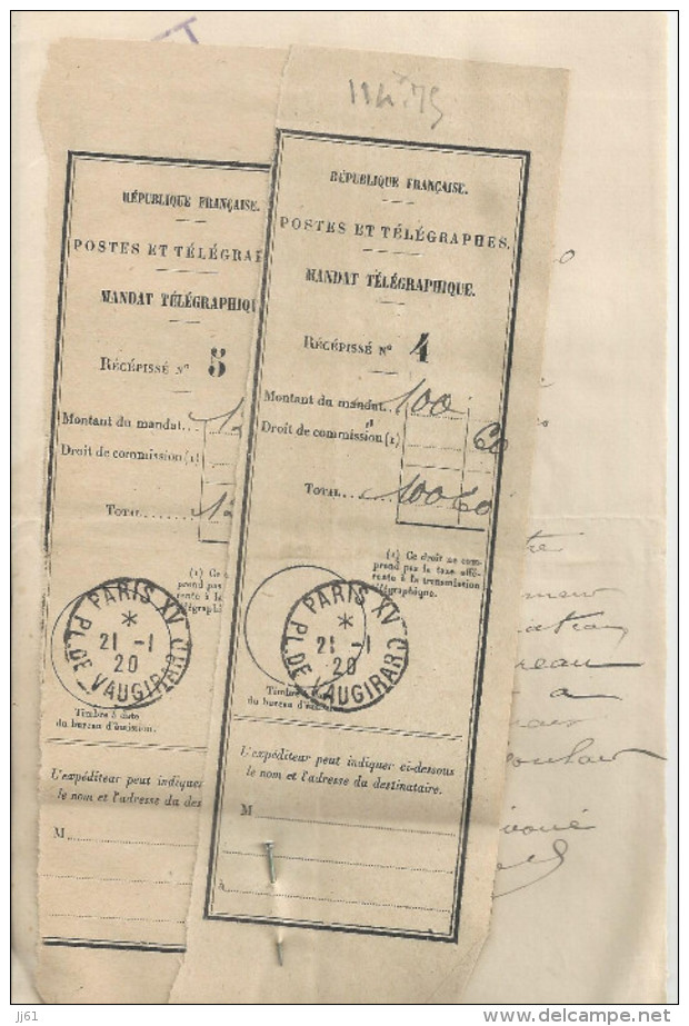 BALLON SARTHE MR GUET SUPPLEANT NOTAIRE LOUIS SENAULT LETTRE ET ENVELOPPE ET 2 MANDATS POSTE PARIS VAUGIRARD ANNEE 1920 - Andere & Zonder Classificatie