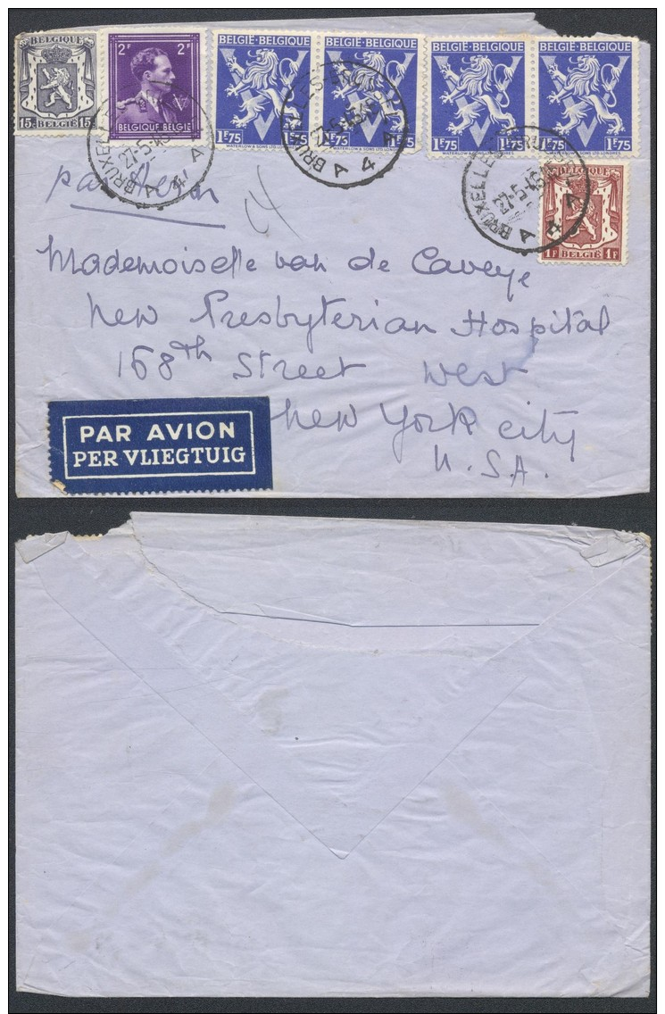AB607 Lettre De Bruxelles à New York USA 1946 - Lettres & Documents