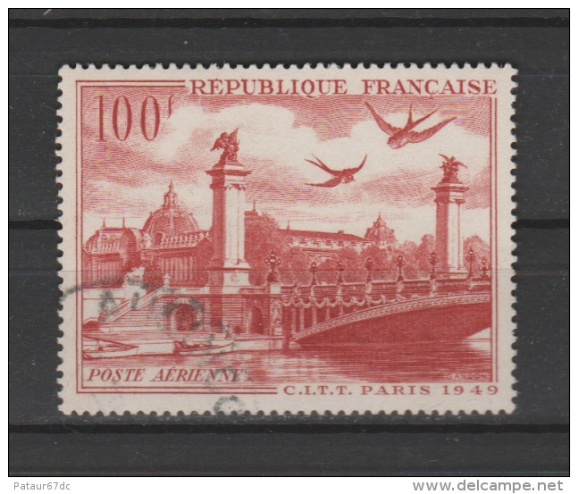 FRANCE / 1949 / Y&T PA N° 28 : "Congrès CITT" (Vue De Paris) - Choisi - Cachet Rond - 1927-1959 Oblitérés