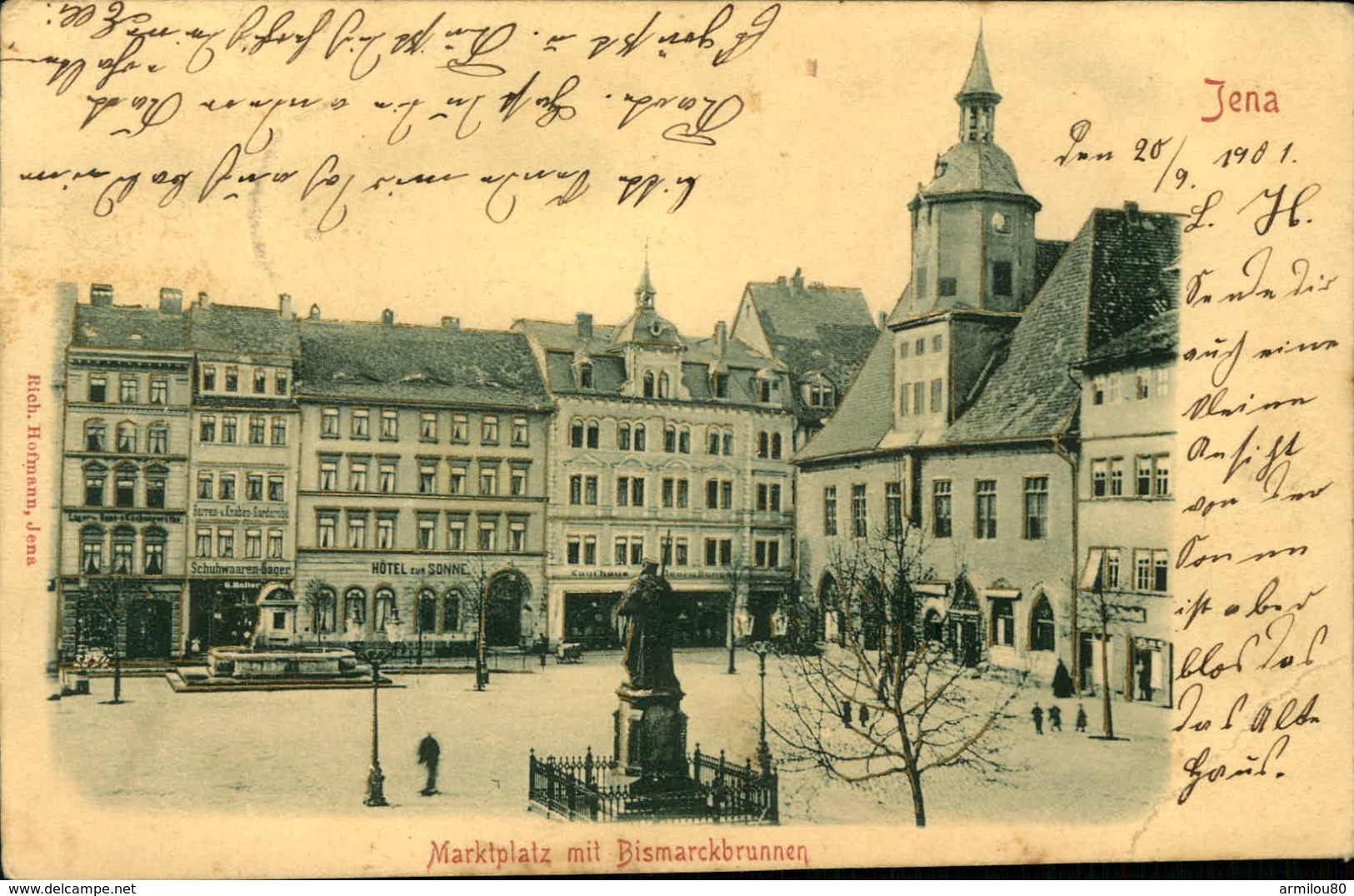 N° 1581 PPP 381  JENA MARKTPLATZ MIT BISMARCKBRUNNEN REHAUSSEE DE DORURES - Jena