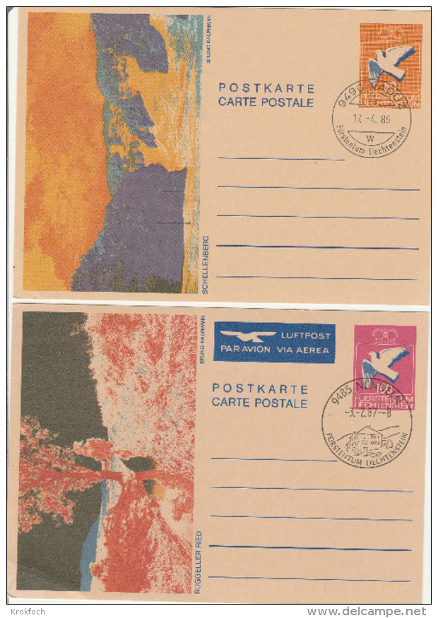 Postkarte Carte Entier 1986 1987 - Stationery Ganzsache - Ruggeller Ried & Schellenberg - Colombe Oiseau Bird - Stamped Stationery