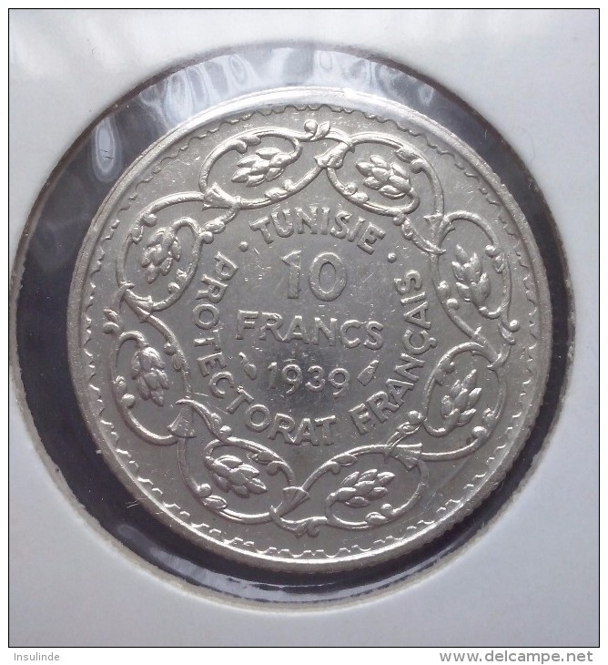 Tunesië 10 Francs 1939 Zilver, Franse Bezetting (XF-/Pr-, KM: 265) - Andere & Zonder Classificatie