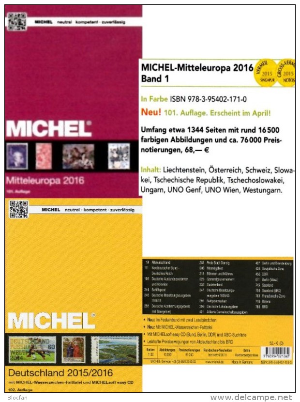 Mittel-Europa Band 1+ MlCHEL Deutschland 2016 Neu 120€ AD DR Berlin SBZ DDR BRD A CH FL HU CZ CSR SLOWAKEI UNO Genf Wien - Literatur & Software