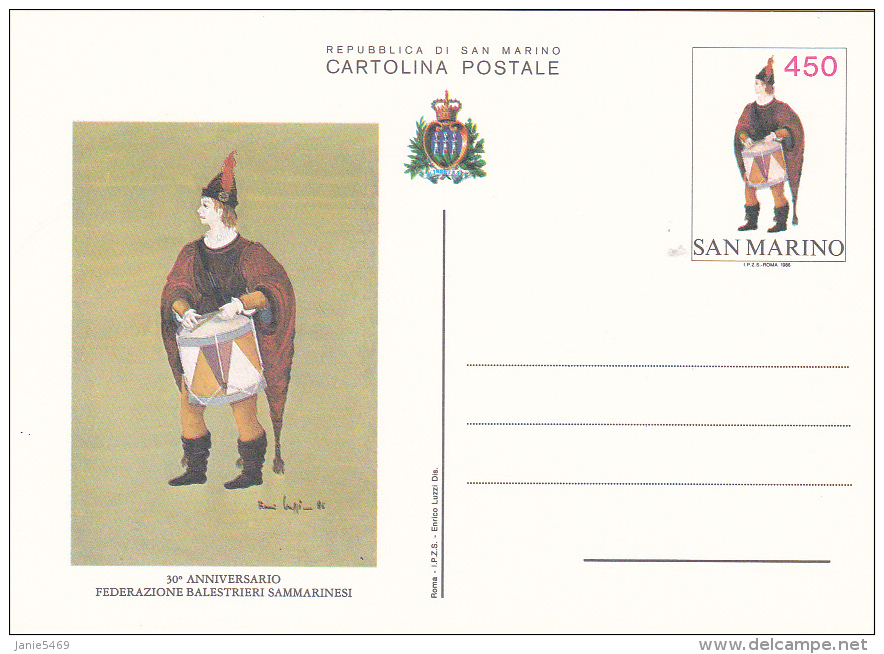 San Marino 1985 Mint Postal Card,30th Anniversary Balestrieri - Usados