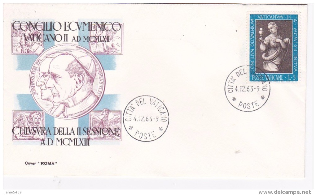 Vatican City 1963 End II Session Of Conclave,souvenir Cover - Used Stamps