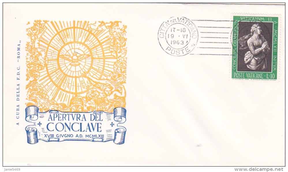 Vatican City 1963 Opening Of The Conclave,souvenir Cover - Oblitérés