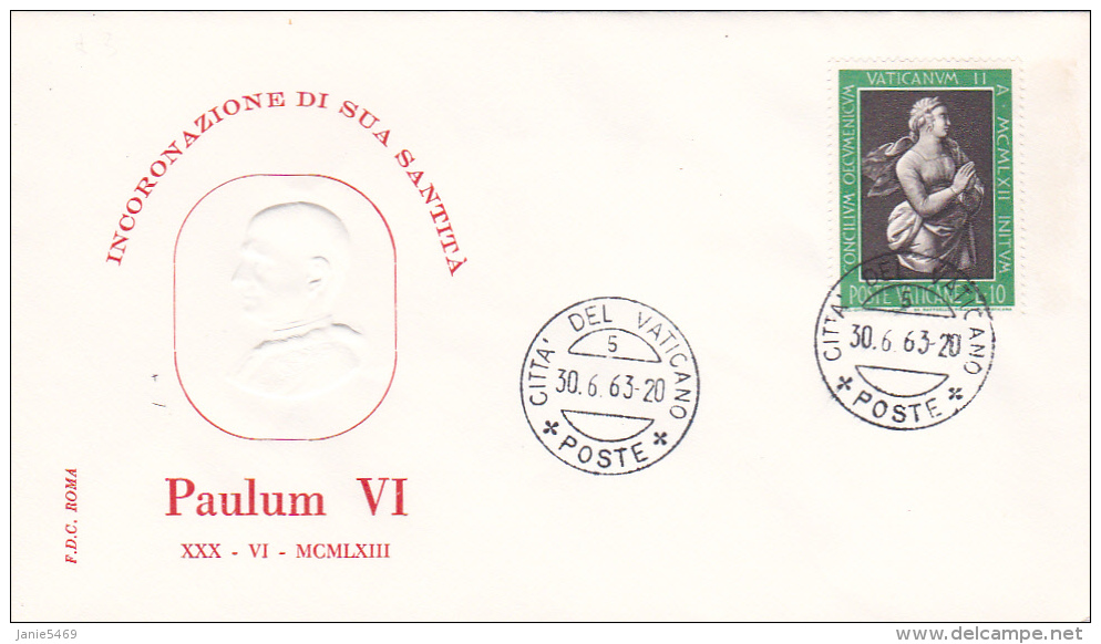 Vatican City 1963 Pope Paul VI Coronation ,souvenir Cover - Usados