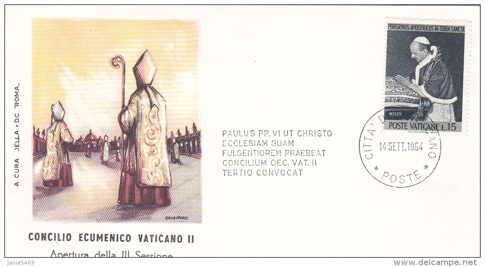 Vatican City 1964 Opening Of The Third Session Of Conclave,souvenir Cover - Used Stamps