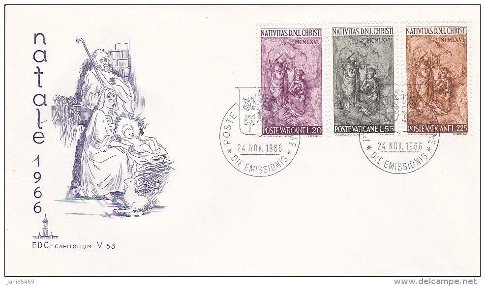 Vatican City 1966 Christmas FDC - FDC