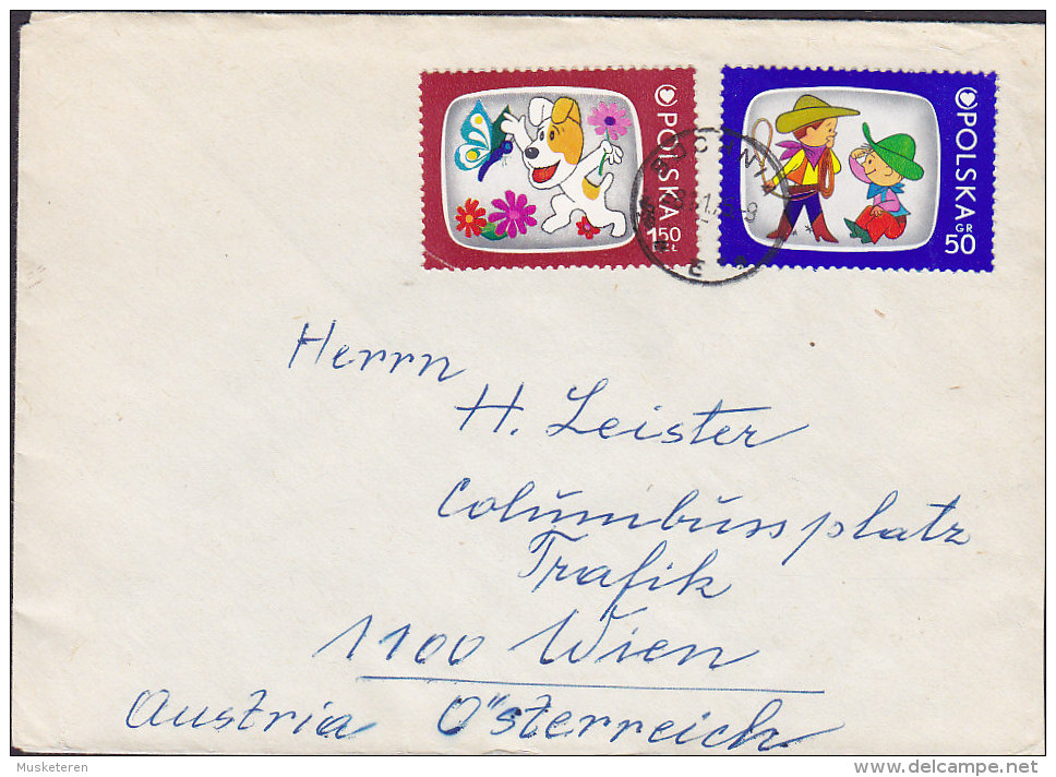 Poland BOCHNIA 1975 Cover Brief WIEN Austria 2x Comics Cartoon 4x Czien Znaczka Stamps (2 Scans) - Briefe U. Dokumente