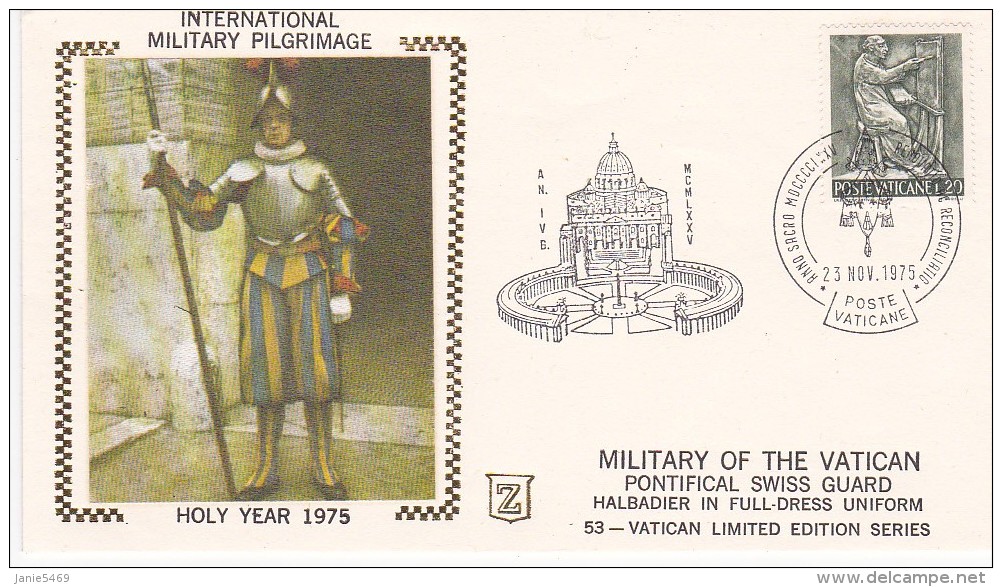 Vatican City 1975 Holy Year, Swiss Guard,Halbadier In Full-dress Uniform,souvenir Cover - Gebraucht