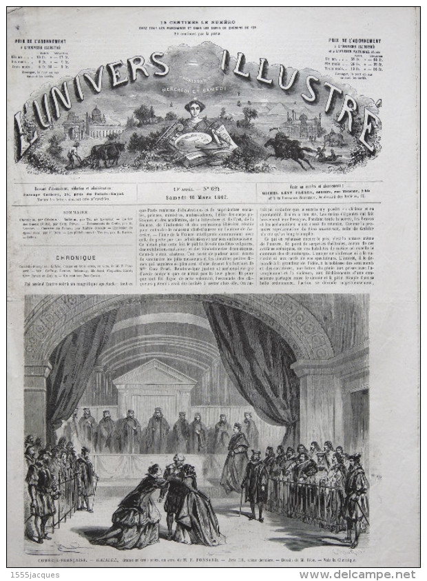 UNIVERS ILLUSTRÉ N° 624 / 16-03-1867 CANDIE ARKADI CRETE VENEZIA SPRECHENSTEIN TYROL ARCADION GALILÉE PONSARD - 1850 - 1899