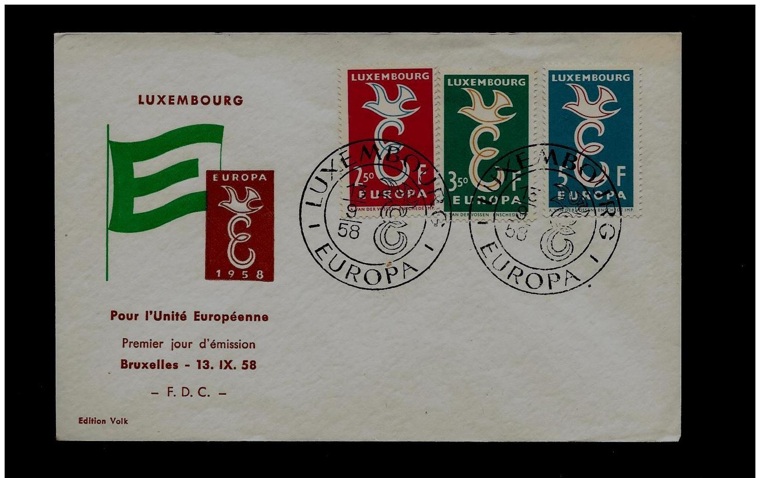 FDC - EUROPA CEPT  - 1958  -  LUXEMBOURG - 1958