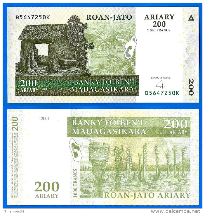 Madagascar 200 Ariary 2004 Neuf UNC 1000 Francs Africa Que Prix + Port Paypal Skrill Bitcoin - Madagaskar