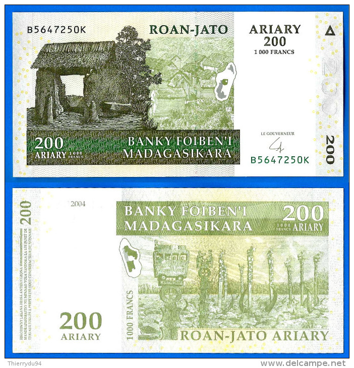 Madagascar 200 Ariary 2004 Neuf UNC 1000 Francs Africa Que Prix + Port Paypal Skrill Bitcoin - Madagascar