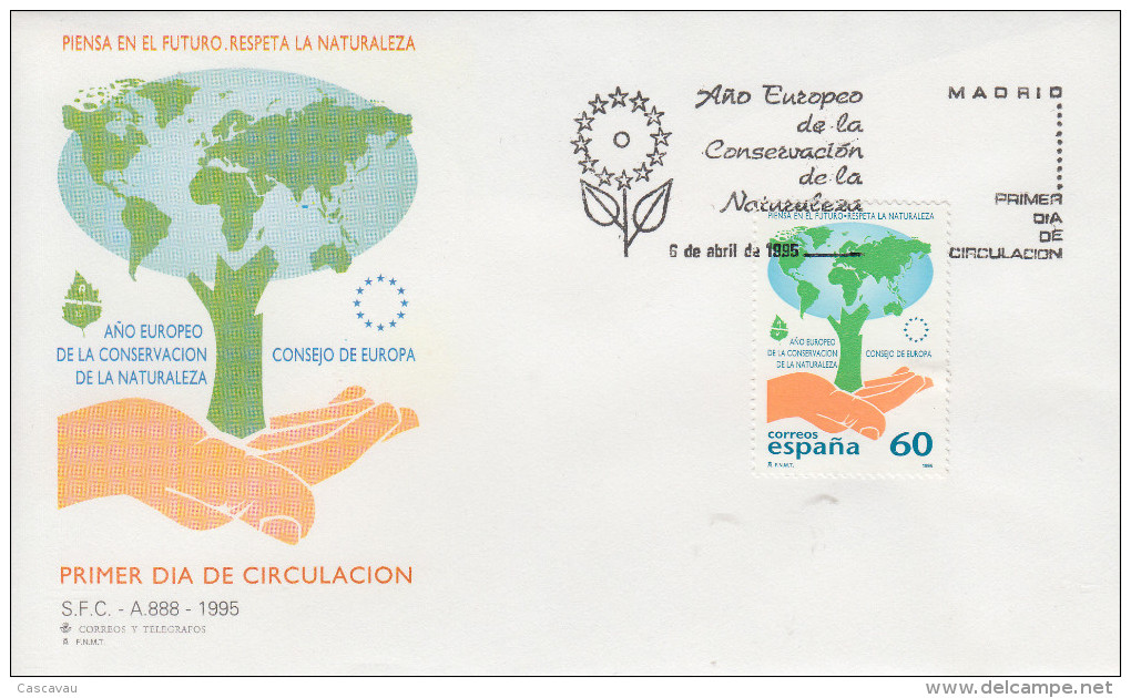 Enveloppe  FDC  1er  Jour  ESPAGNE  Année  Européenne  De  La  Conservation  De  La  Nature  1995 - Protection De L'environnement & Climat