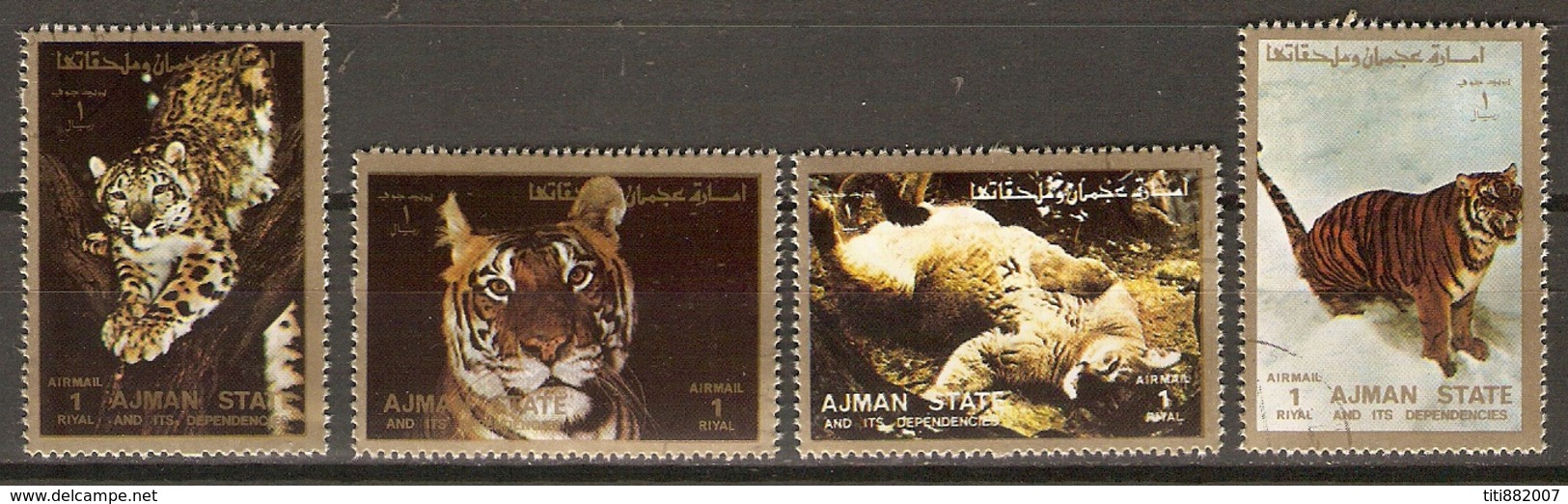 AJMAN      -     TIGRES  /  CHAT   /   OCELOT    -    Oblitérés - Big Cats (cats Of Prey)