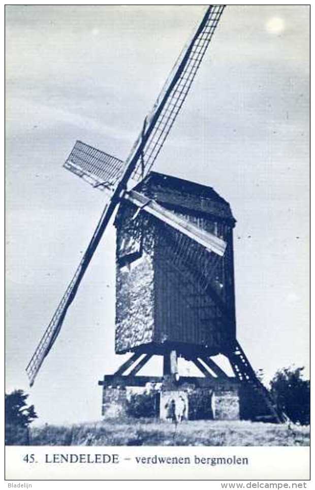 LENDELEDE (W.Vl.) - Molen/moulin - Blauwe Prentkaart Ons Molenheem Van De In 1952 Verdwenen Bergmolen. - Lendelede