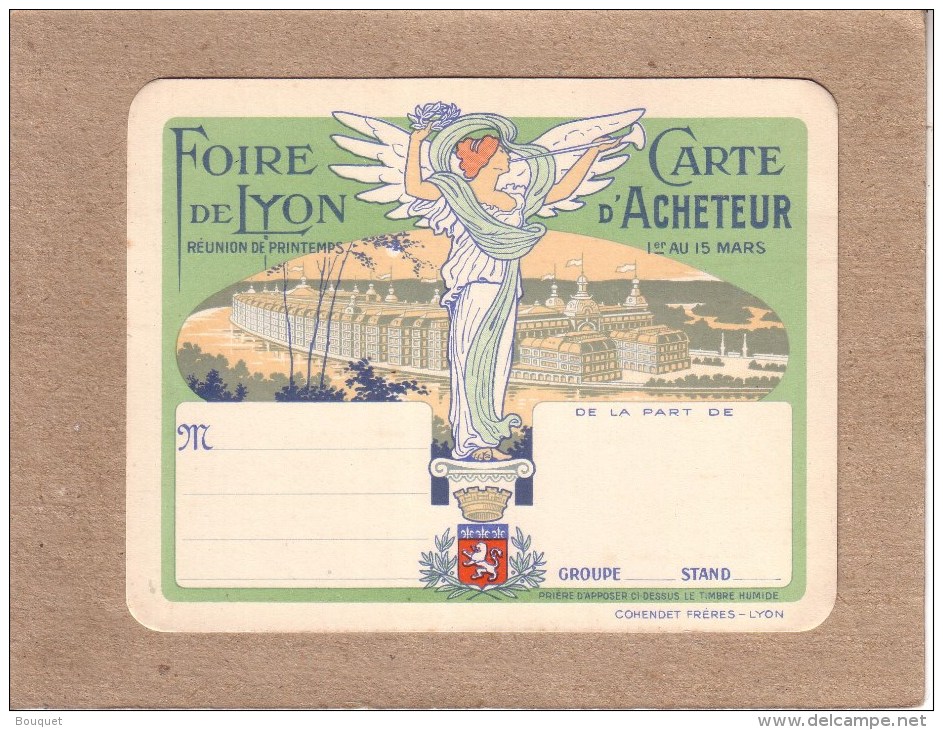 RHÔNE - LYON - ART NOUVEAU - FOIRE DE LYON - CARTE D´ACHETEUR - 122 X 94 Mm - Publicités