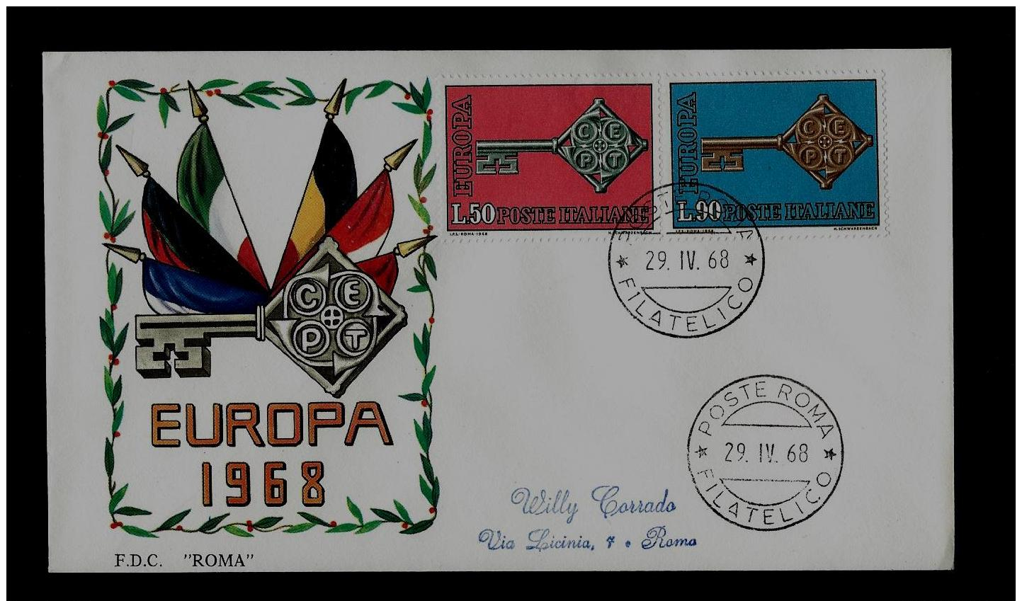 FDC  -EUROPA CEPT  - 1968  -   ITALY - 1968