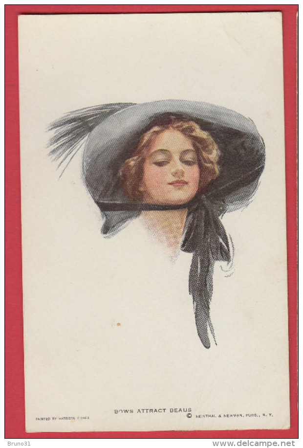 FISHER : Bows Attract Beaus , Femme Avec Chapeau , Woman With Hat . 2 Scans . - Fisher, Harrison