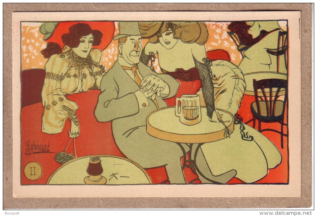 ILLUSTRATEUR EDOUARD BERNARD - ART NOUVEAU - SERIE DE 6 CARTES + POCHETTE - " L'ENTÔLAGE " - PROSTITUTION - Sonstige & Ohne Zuordnung