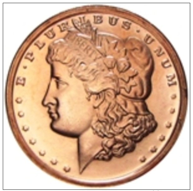 Copper Cobre Cuivre Round 2011 Stati Uniti - Medaglia Da Un Oncia Once In Rame MORGAN HEAD DOLLAR Proof - Autres & Non Classés