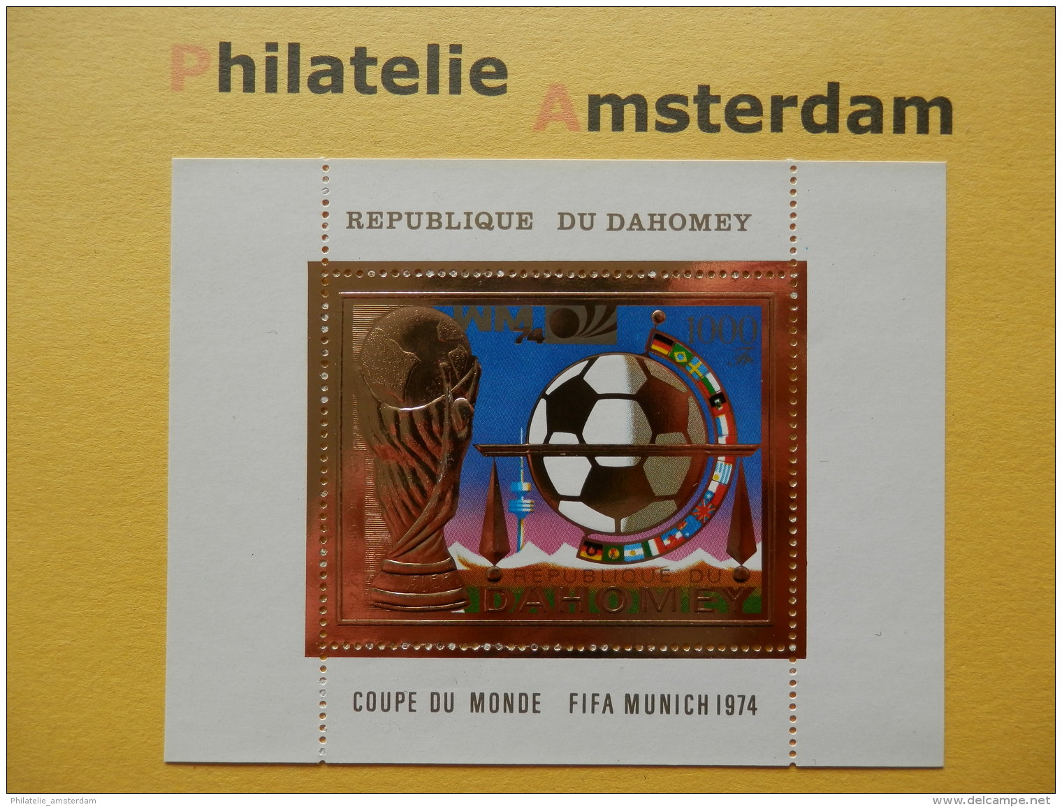 Dahomey 1974, GOLD / WORLD CUP MUNICH 74 / FOOTBALL SOCCER VOETBAL FUSSBALL FUTBOL CALCIO: Mi 587, Bl. 37, ** - 1974 – Germania Ovest