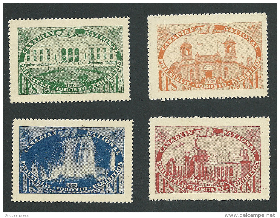 B32-27 CANADA 1937 CNE Philatelic Exhibition Toronto Set Of 4 MHR - Local, Strike, Seals & Cinderellas