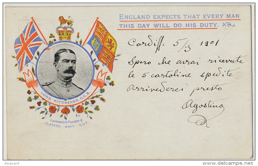 2 Cards Lord Kitchener Born In Ballylongfort Ireland Khartoum War Used From Jersey 1900 - Soudan