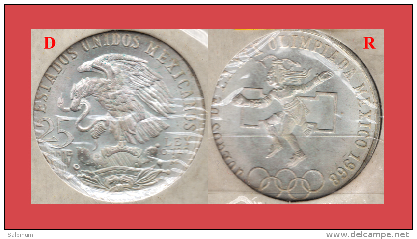 OLYMPIC SILVER COIN, MONETA ARGENTO OLIMPIADI - MEXICO, MESSICO - CITTÀ DEL MESSICO 1968 - Messico