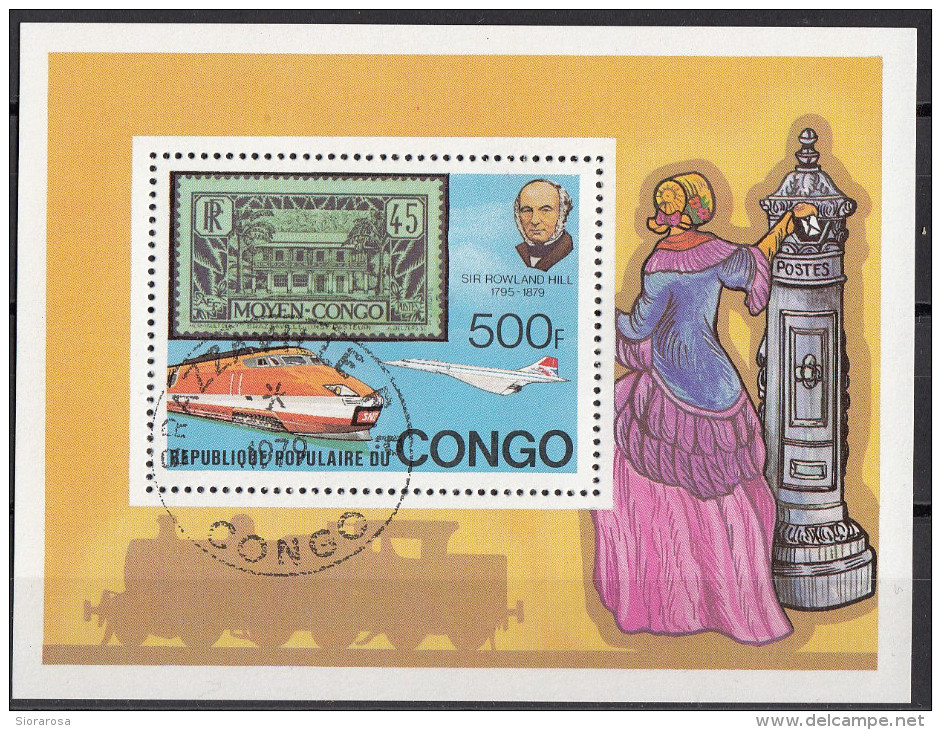 503 Congo 1979 Rowland Hill Treno Elettrico Concorde Sheet Perf. - Rowland Hill