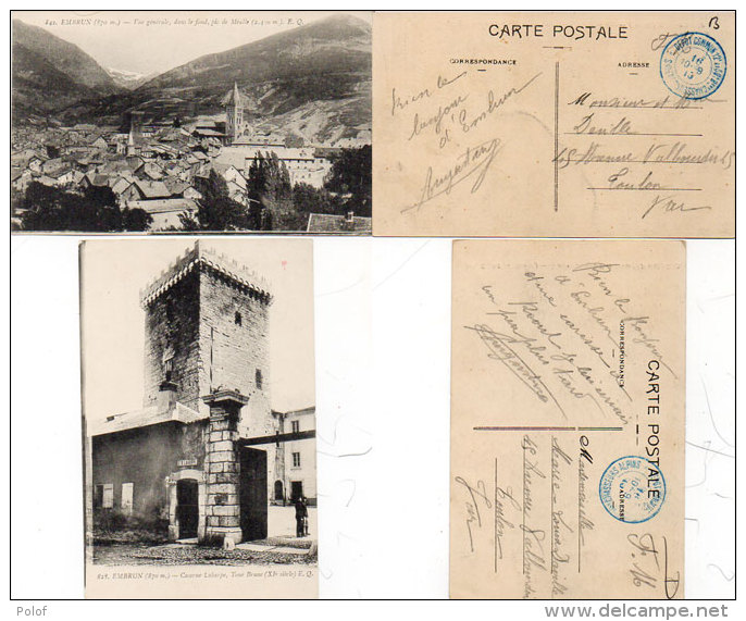 EMBRUN - 2 CPA - Caserne Laharpe - Vue Gle - Cachets  Militaires : Dépot Commun12° & 52° Chasseurs   (87135) - Embrun