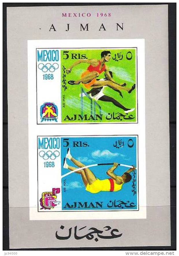 AJMAN Jeux Olympiques MEXICO 68. Yvert BF 32B. ** MNH. Haies, Saut A La Perche - Summer 1968: Mexico City