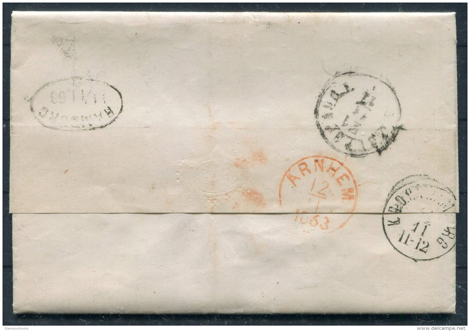 1863 Denmark Christiansfeld Hamburg Lubeck Entire -  Arnheim, Netherlands - ...-1851 Prefilatelia