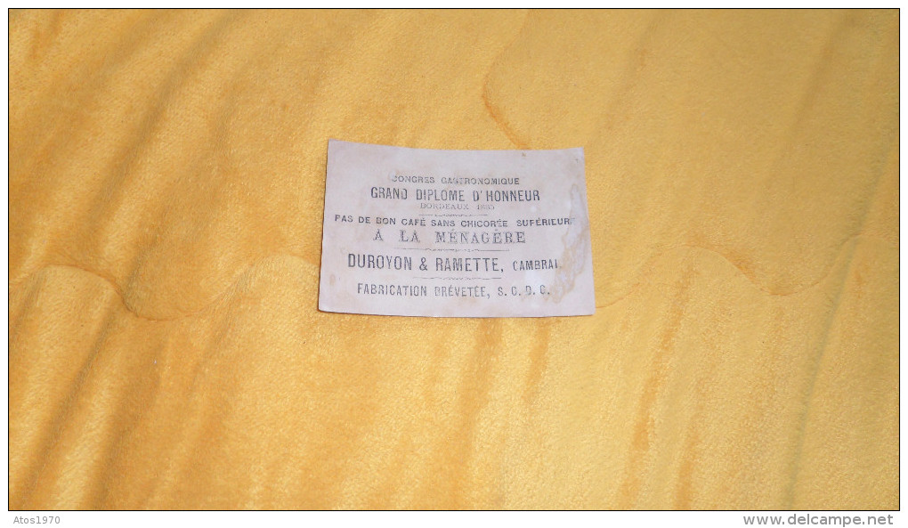 CHROMO OU IMAGE ANCIENNE DATE ?. / DUROYON & RAMETTE. CAMBRAI. / CONGRES GASTRONOMIQUE GRAND DIPLOME D´HONNEUR BORDEAUX - Duroyon & Ramette