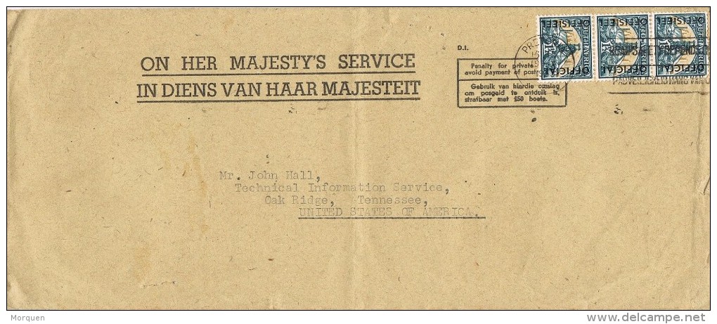 17781. Carta Official O.H.M.S. Service PRETORIA (South Africa) 1953. Penalty For Private - Service