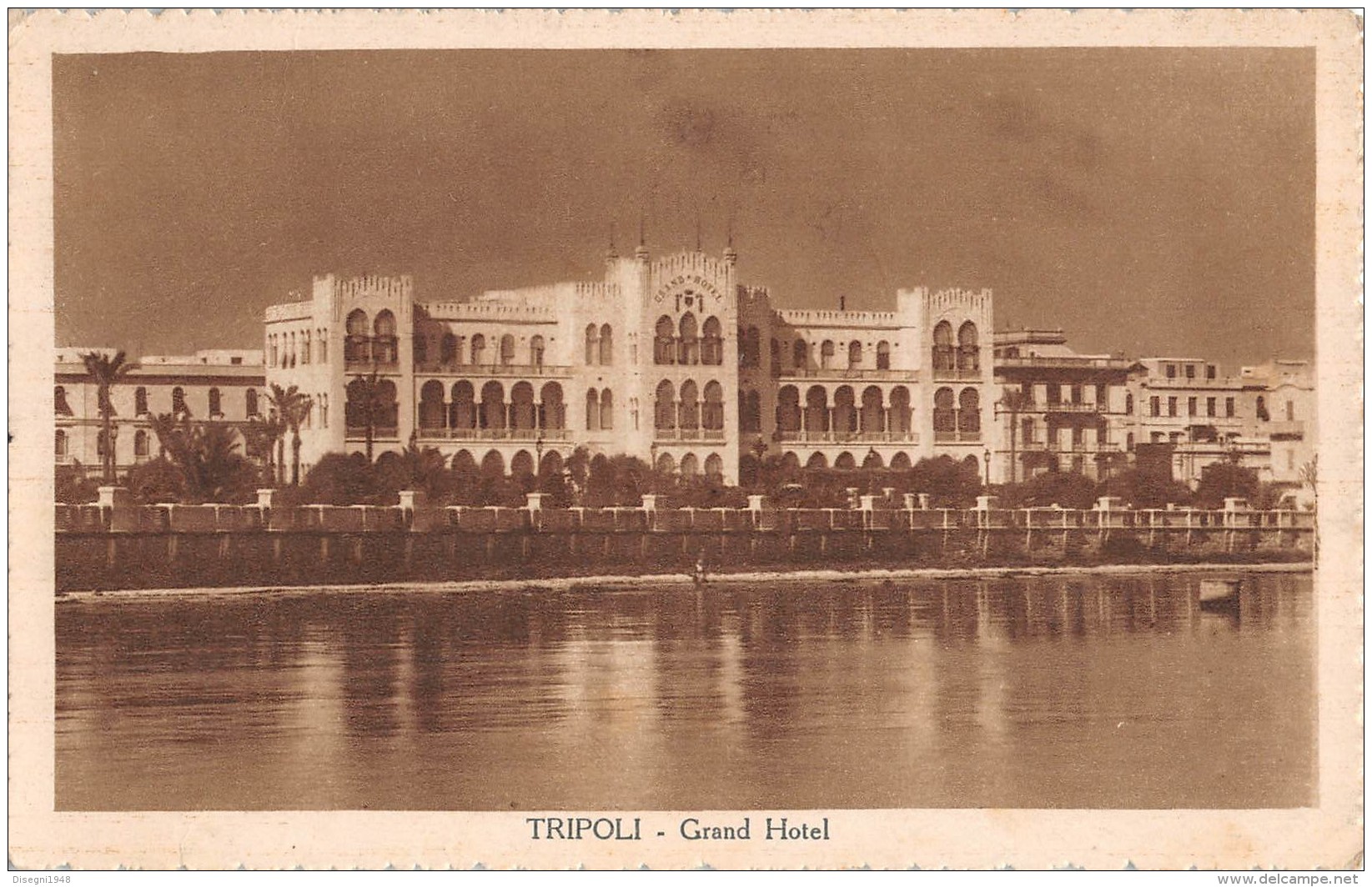 05325 "LIBIA - TRIPOLI - GRAND HOTEL" CART. POST. ORIG. SPEDITA 1936. - Libia