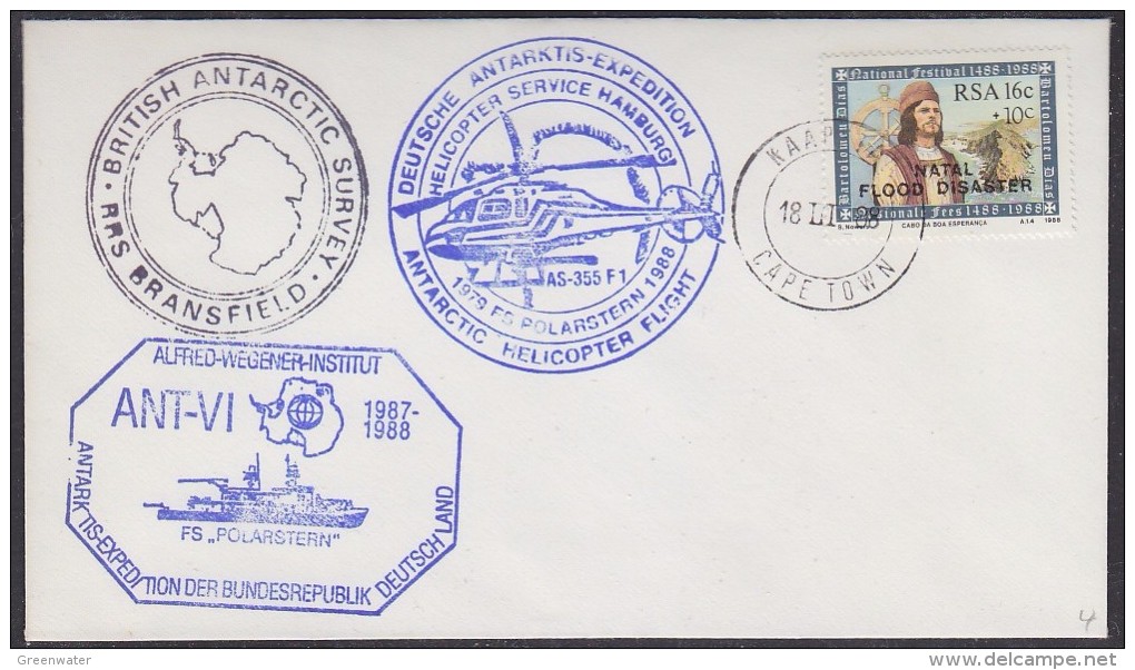 South Africa 1988 Ca RRS Bransfield E.o.  Cover (29492) - Spedizioni Antartiche