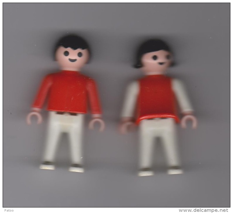 COUPLE  ENFANTS ( GARCON ET FILLE  ) / 5.5cm /  HABILLES  EN ROUGE  / GEOBRA  1981 - Playmobil