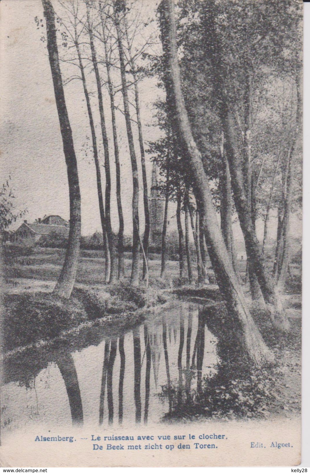 Alsemberg. Le Ruisseau Avec Vue Sur Le Clocher. De Beek Met Zicht Op Den Toren. - Beersel