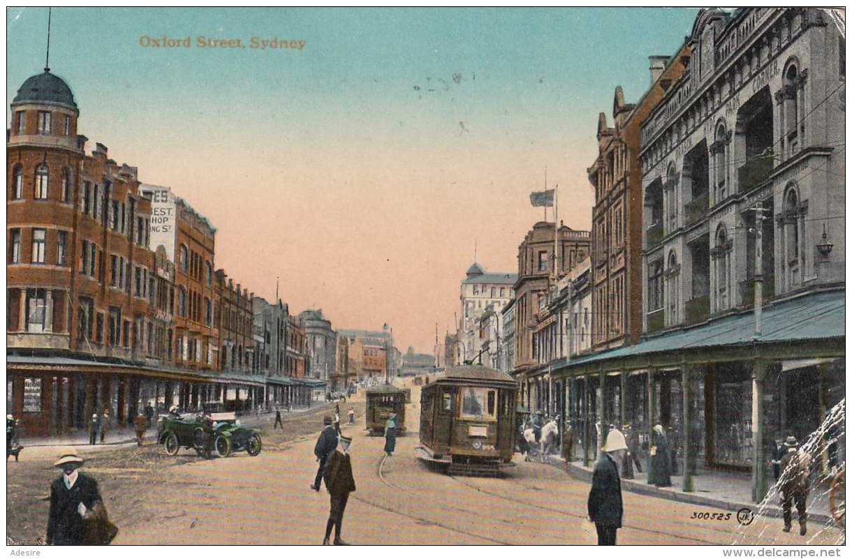 SYDNEY - Oxford Street, Karte Gel.1924 Nach Böhmen, 2 Marken, Zensurstempel, Ecke Bestossen - Sydney