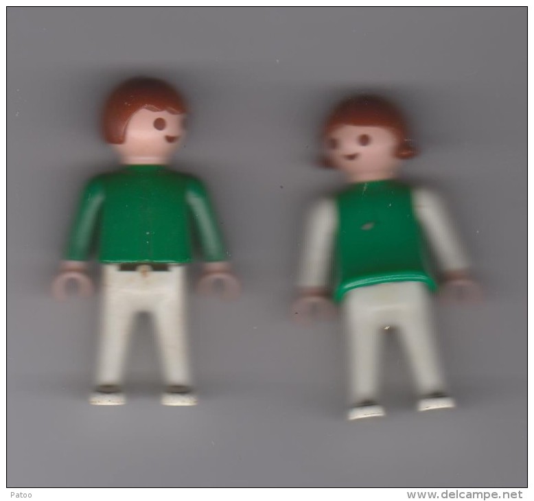 COUPLE  ENFANTS ( GARCON ET FILLE  ) / 5.5cm /  HABILLES  EN  VERT  / GEOBRA  1981 - Playmobil